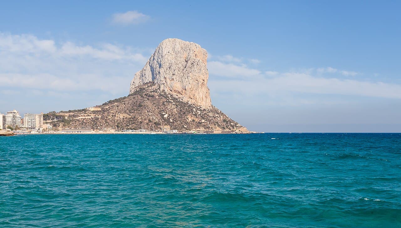 The Peñón de Ifach rising from the sea at Calpe