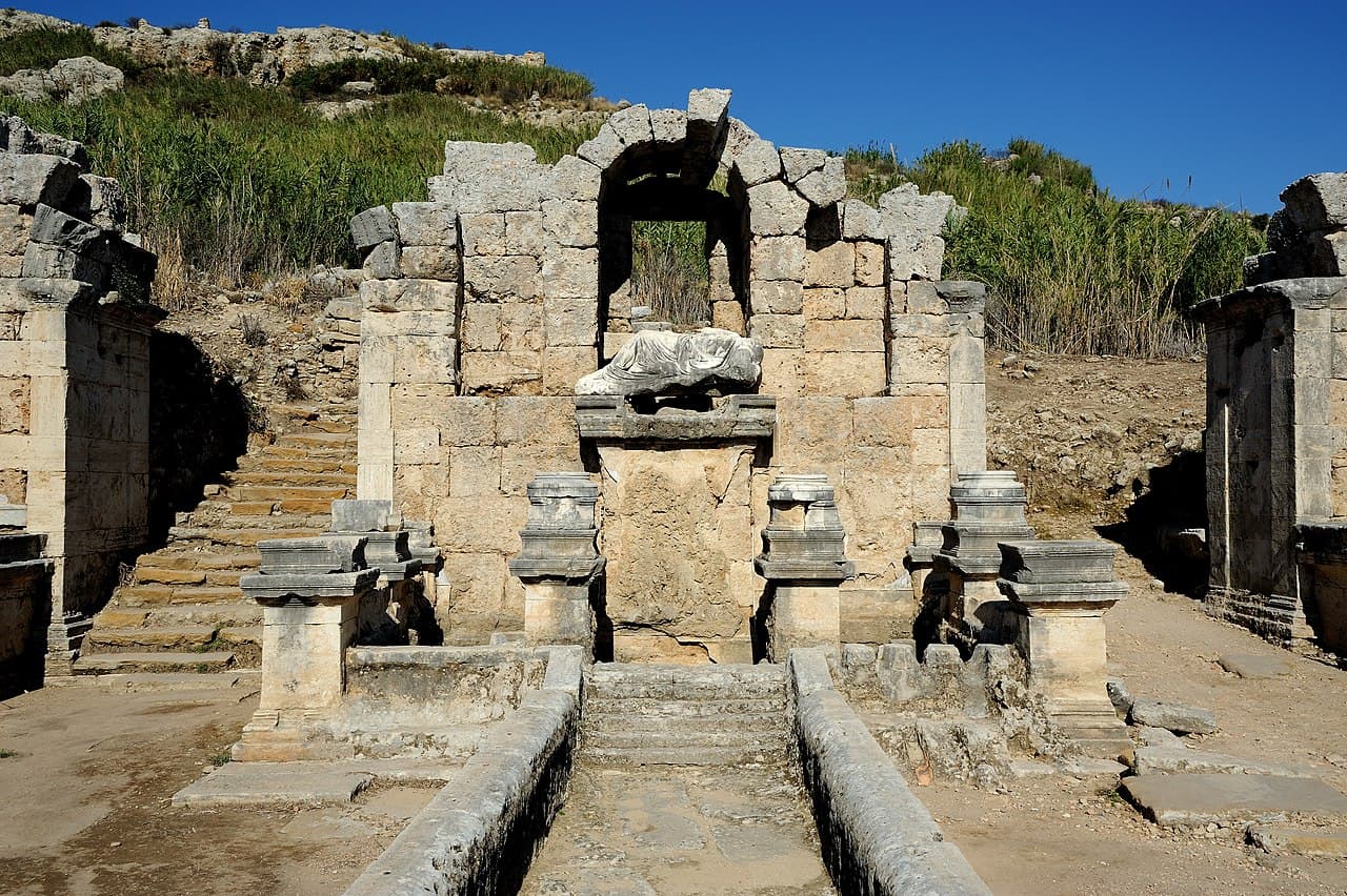 The nymphaeum and water channel at Perge