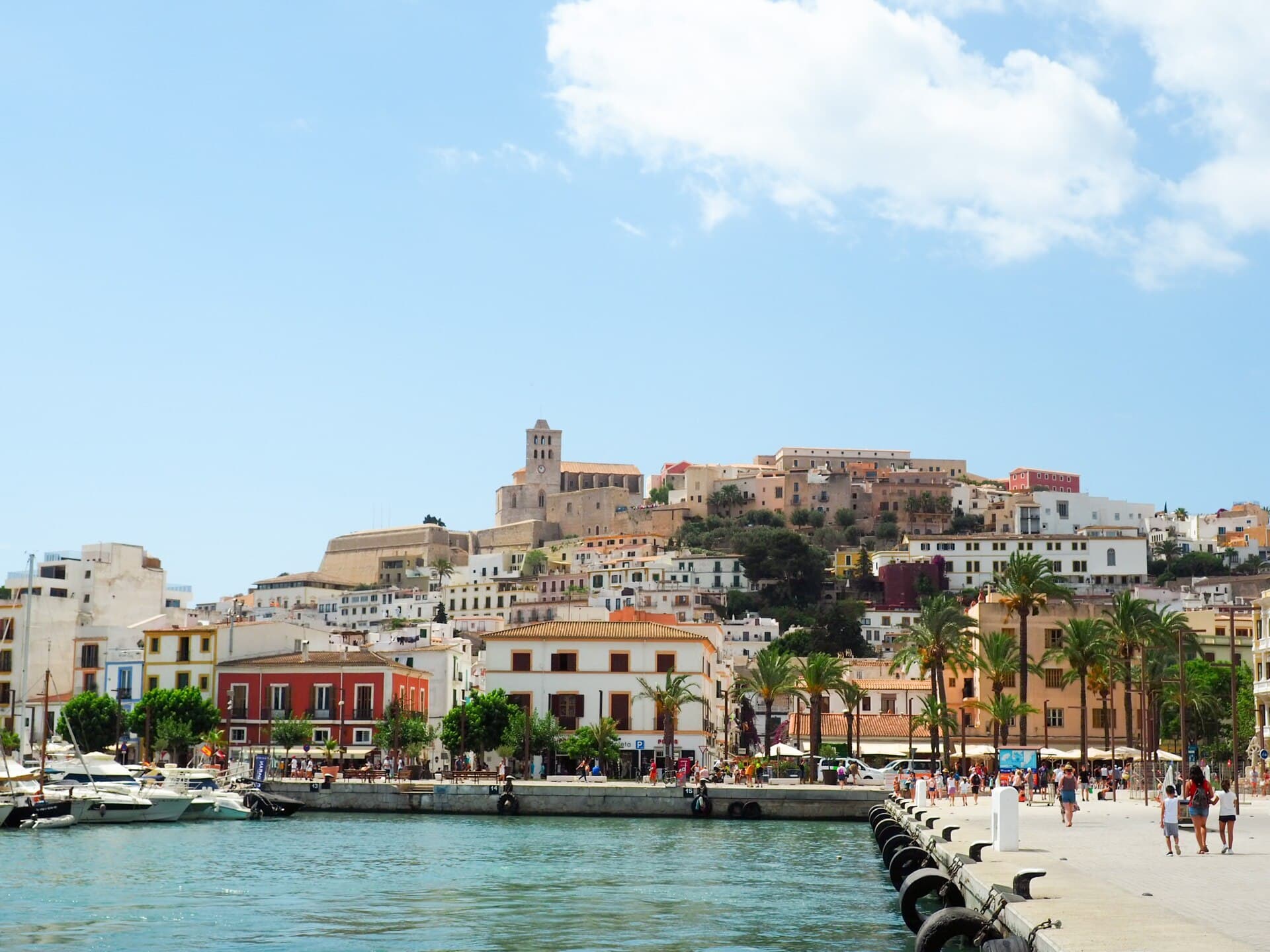 The waterfront of Ibiza Town below the walls of Dalt Vila
