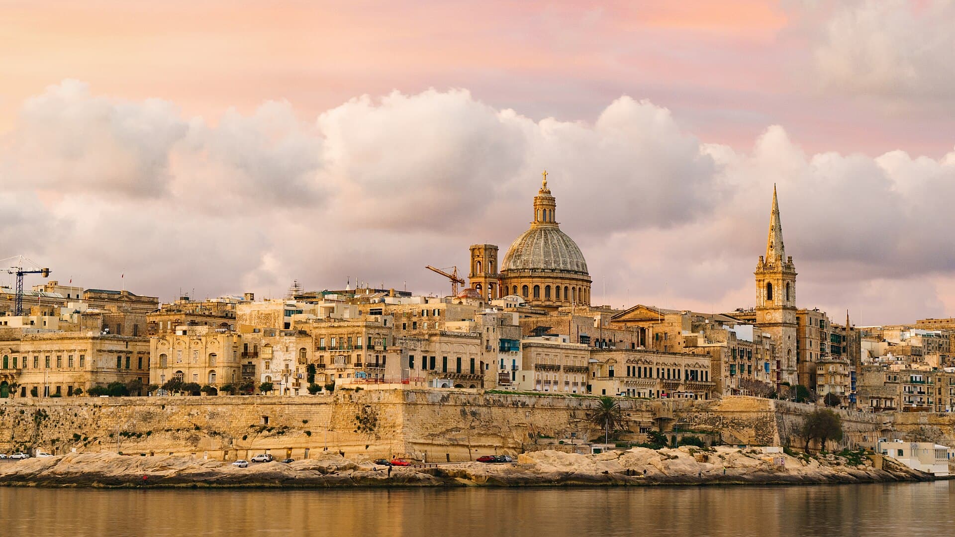 The Valletta peninsula and its bastions seen from across the water