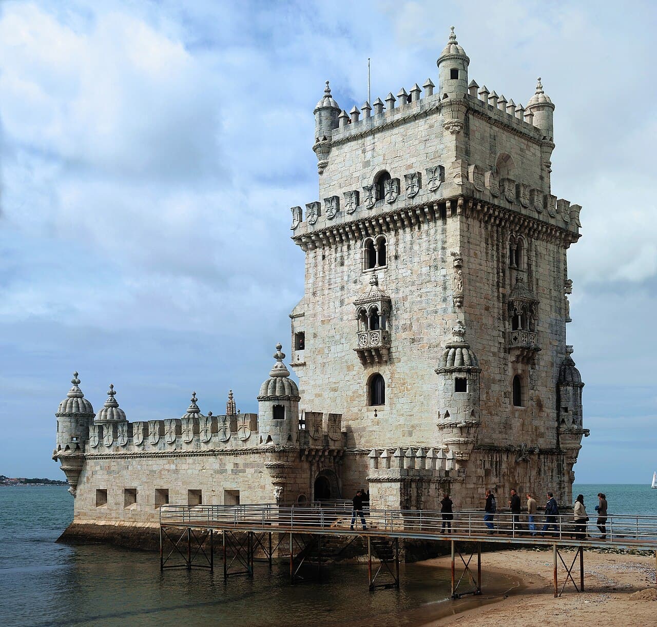 The Manueline Belém Tower on the bank of the Tagus in Lisbon